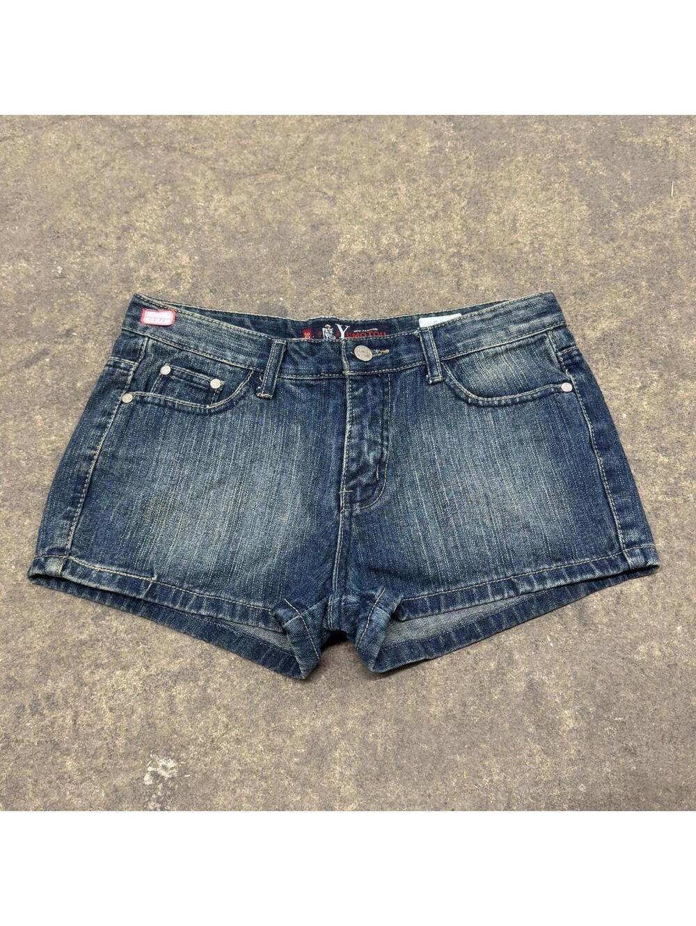 Vintage Y2K Low Rise Denim Micro Shorts Mid ash
